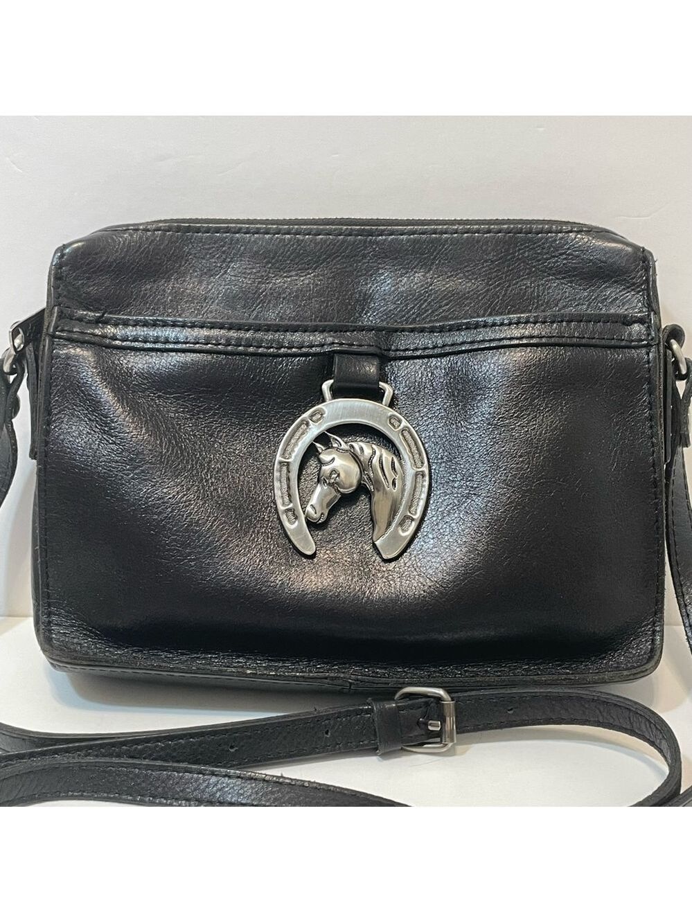 Patricia Nash Nazaire Equestrian Black Leather Bag Heritage Horseshoe EUC - Picture 3 of 16